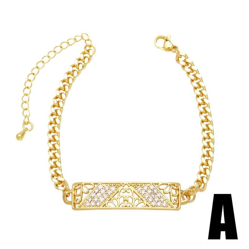 European and American fashion simple Bago chain bracelet niche design inlaid zircon hollow hand jewelry accessories brm09