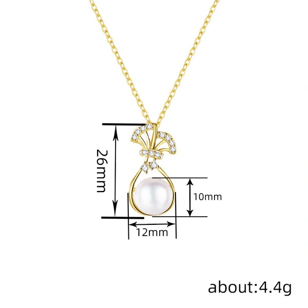  Korean style hot selling necklace for women, micro inlaid zircon lucky bag design necklace, imitation pearl exquisite jewelry
