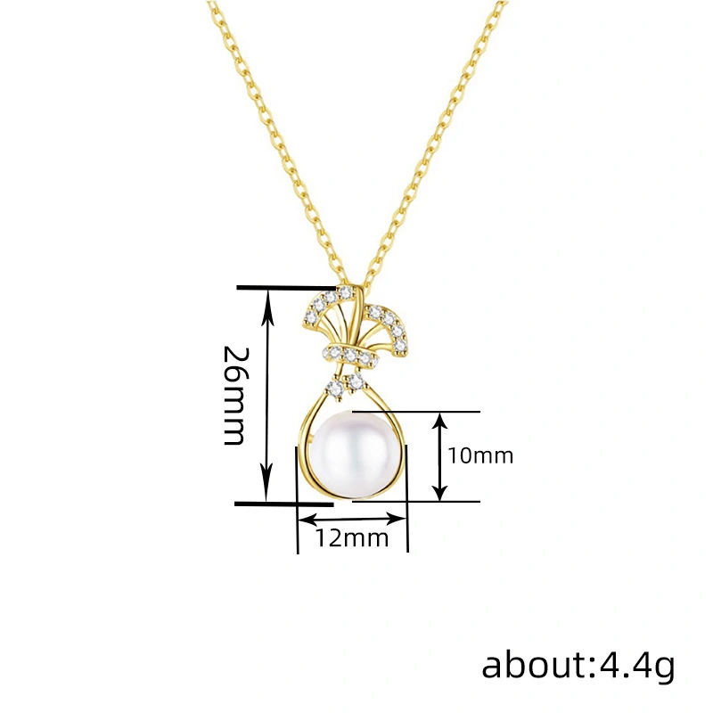  Korean style hot selling necklace for women, micro inlaid zircon lucky bag design necklace, imitation pearl exquisite jewelry