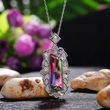 New pendant retro palace style colored gemstone pendant necklace luxury zircon necklace