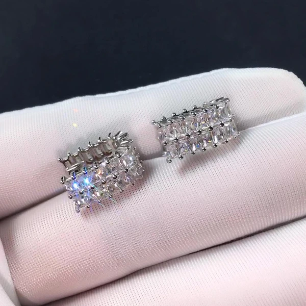  Korean light luxury niche earrings for women, versatile and elegant earrings, geometric quadrilateral earrings