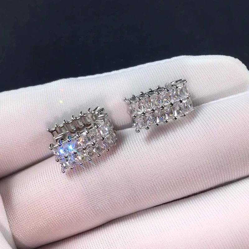  Korean light luxury niche earrings for women, versatile and elegant earrings, geometric quadrilateral earrings