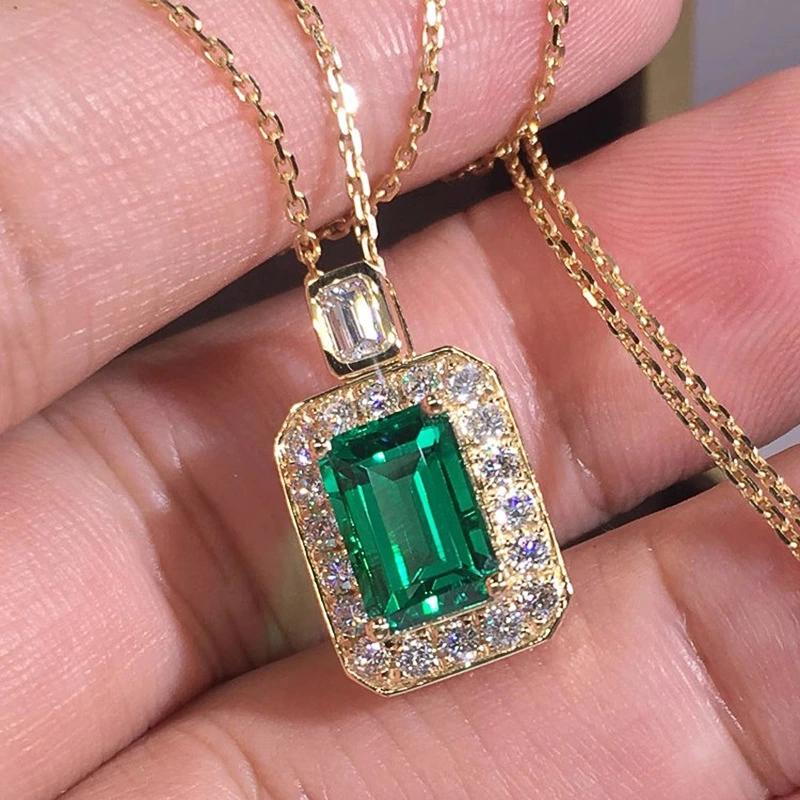 European and American hot-selling luxury necklaces, high-end noble lady palace style necklaces, rectangular quadrilateral geometric pendants