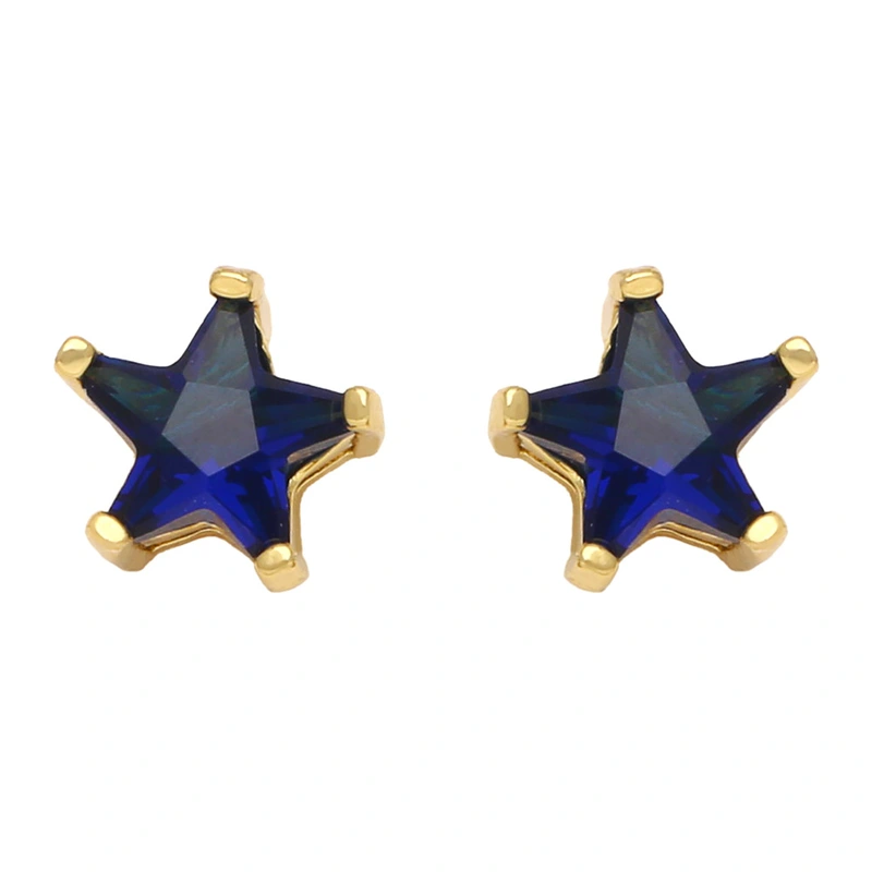 Five-pointed star earrings for women European and American style fashion simple small inlaid colored zircon star earrings era131