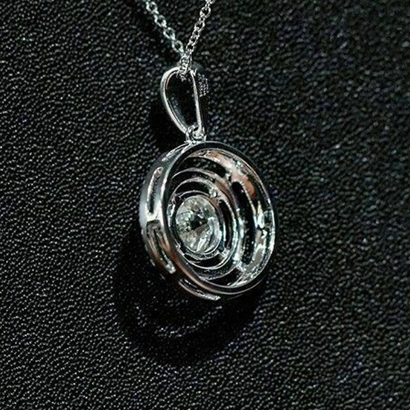 European and American new fashion round pendant necklace for women Korean style simple zircon sweater chain clavicle chain