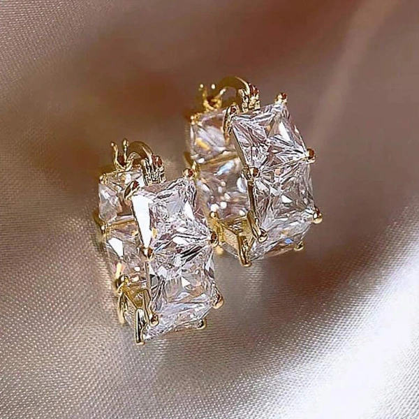 Daily commuting light luxury style earrings for women four claw inlaid zircon jewelry high-end dress accessories jewelry