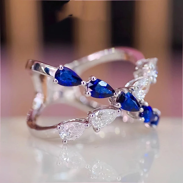 Cross two-color teardrop ring female classic fashionable creative versatile ring contrast color smart dance female ring