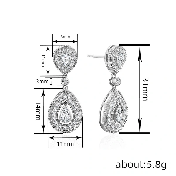 Korean style popular light luxury style water drop earrings evening dress wedding accessories fashionable internet celebrity style popular earrings
