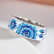Metal painting oil ancient style earrings for women small fresh gradient flower ring blue and white porcelain elegant exquisite earrings