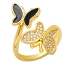 Clearance niche design double butterfly oil drop zircon ring open ring female versatile index finger ring wholesale riq68