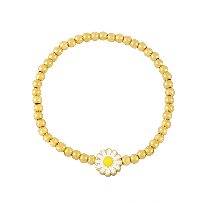 Clearance European and American style gold beaded simple colorful daisy bracelet handmade bre85