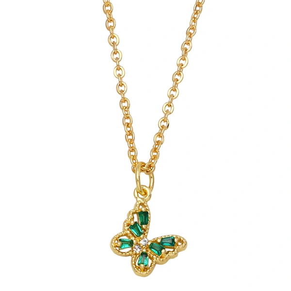 Clearance European and American colored zircon butterfly necklace female niche cold style personality clavicle chain nkb283