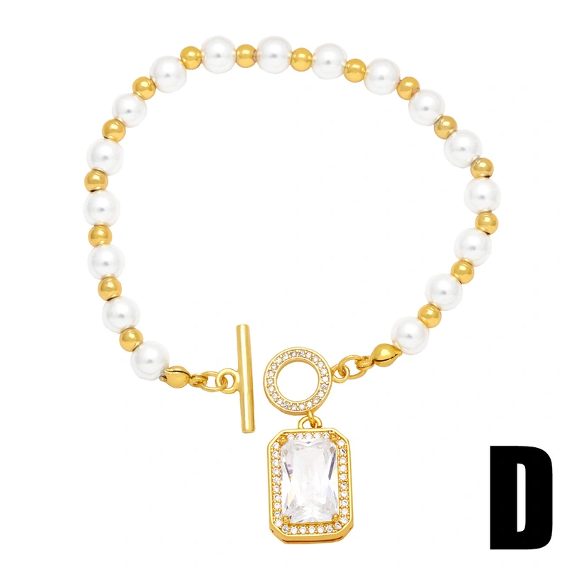 Clearance European and American trendy OT buckle geometric simple pearl bracelet female net celebrity temperament all-match hand jewelry wholesale brj81