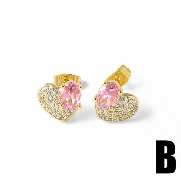 AS jewelry copper plated 18k gold heart inlaid zircon earrings earrings female era262