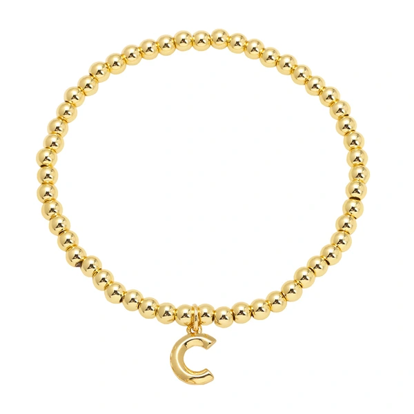 AS jewelry hot selling gold three-dimensional 26 English letters beaded bracelet bracelet brb34