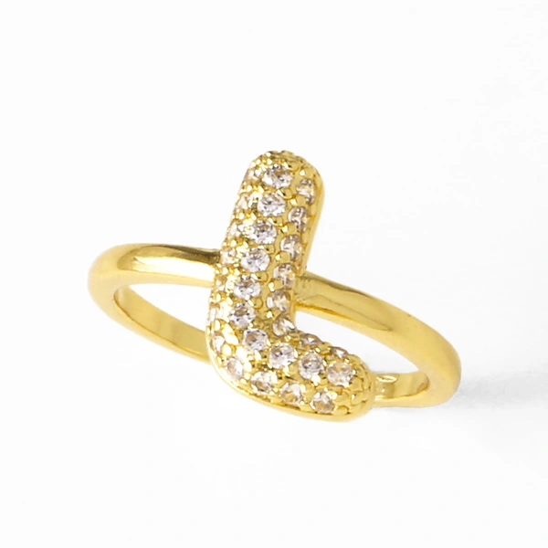 AS jewelry hot item inlaid with zircon 26 English letters open ring female rij23