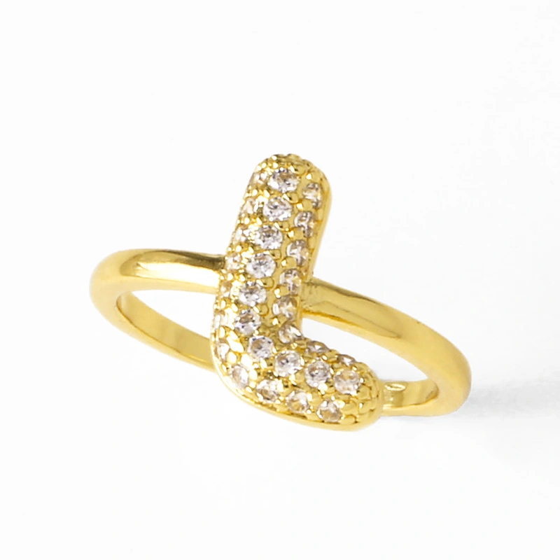 AS jewelry hot item inlaid with zircon 26 English letters open ring female rij23