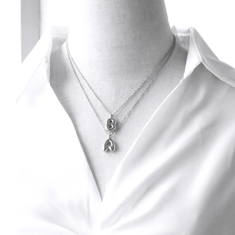 European and American hot-selling jewelry 26 English letters pendant necklace hip-hop smooth gold-plated clavicle chain nkp13