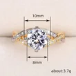  Classic four-claw imitation zircon micro-inlaid ring women's double row two-color twist arm ring engagement wedding ring women