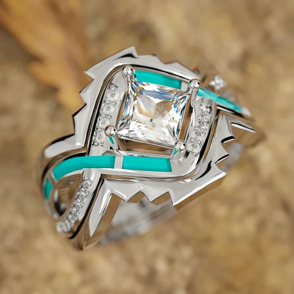  Factory direct sales of new three-piece ring sets with a futuristic, sweet, cool, and geometric feel.