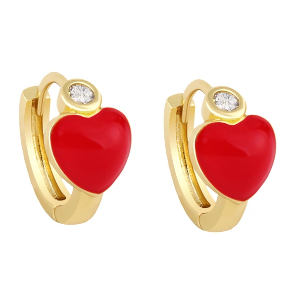 Clearance European and American love oil drop diamond earrings heart-shaped oil drop multi-color peach heart earrings female ery78