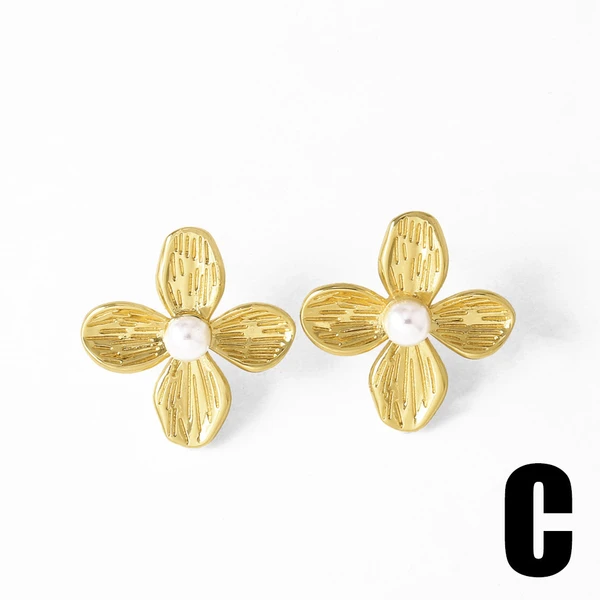 AS jewelry pearl flower earrings gold-plated zircon round earrings earrings erz54