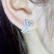 Light luxury style cross trapezoidal square diamond earrings sweet bow earrings for women casual versatile earrings wholesale