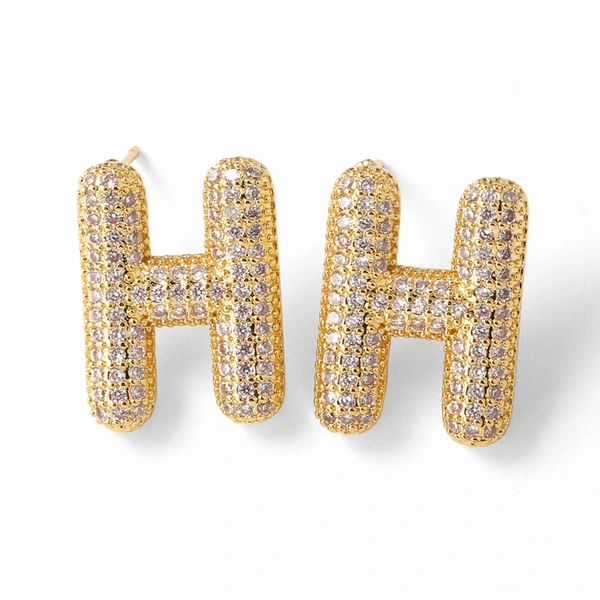 AS jewelry hot selling 26 English letters earrings gold-plated full zircon earrings female era009