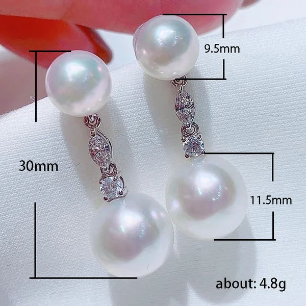 European and American style imitation pearl earrings, simple and elegant diamond-studded long shell pearl earrings, small Chanel style accessories