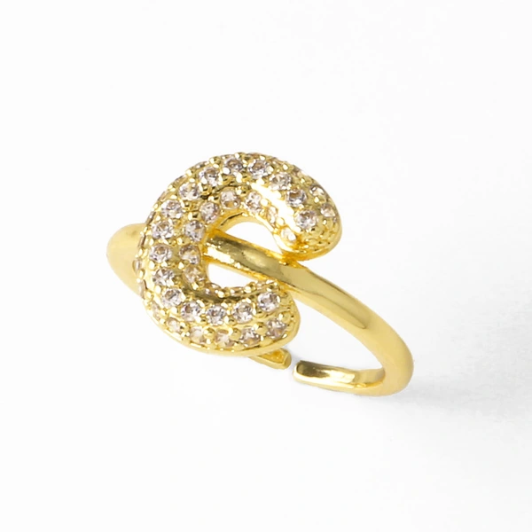 AS jewelry hot item inlaid with zircon 26 English letters open ring female rij23