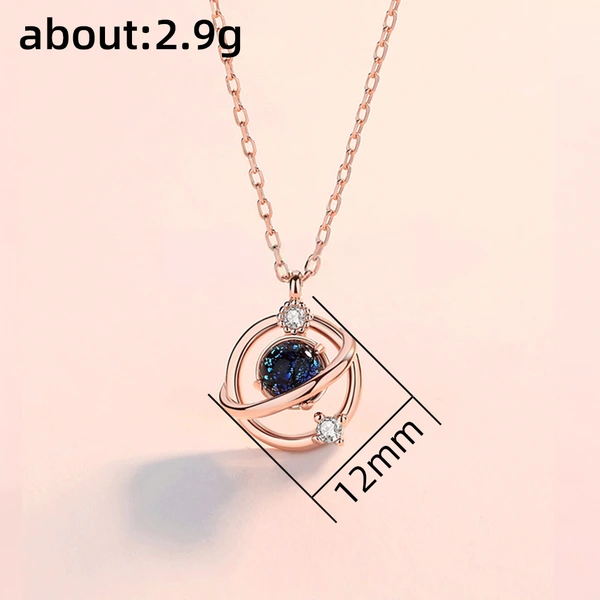 New Dream Planet Necklace Forest Short Clavicle Chain Diamond Pendant Women's Glass Starry Sky Necklace