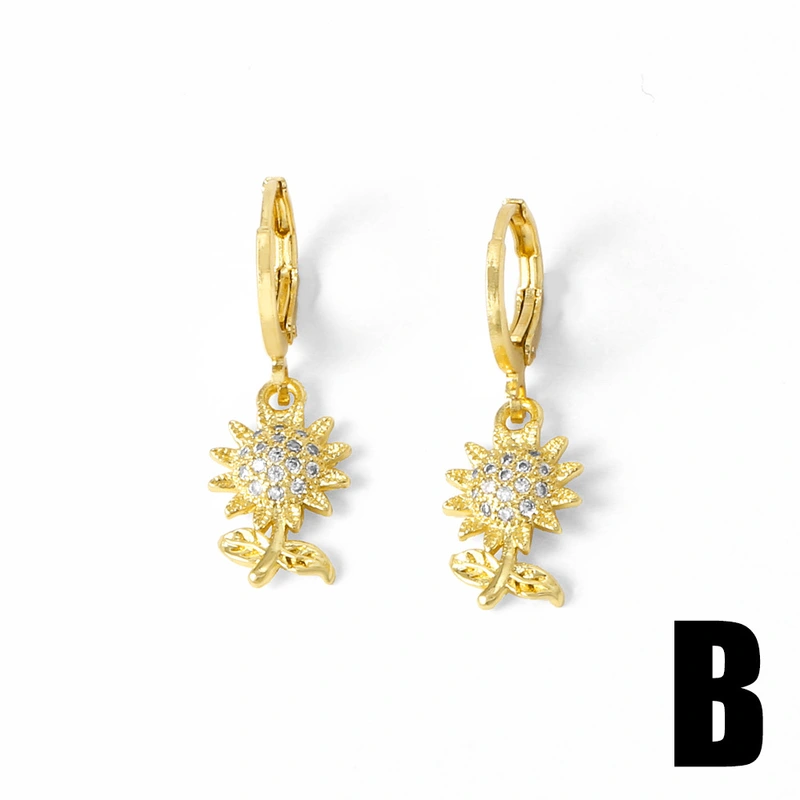 AS jewelry new sunflower kitten pendant earrings female gold-plated micro zircon eye flower earrings era381