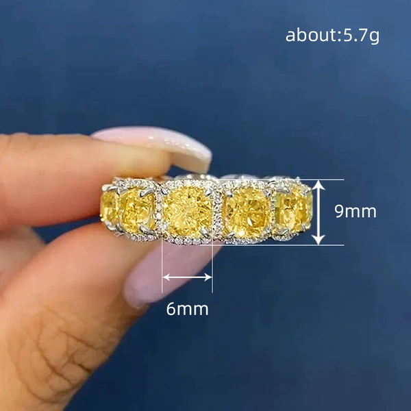 European and American hot-selling diamond ring princess series quadrilateral luxury ring exquisite high-end women's ring