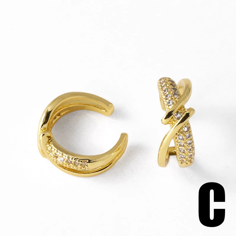 Jewelry hot sale irregular earrings for women gold-plated zircon C-shaped ear bone clip earrings era143