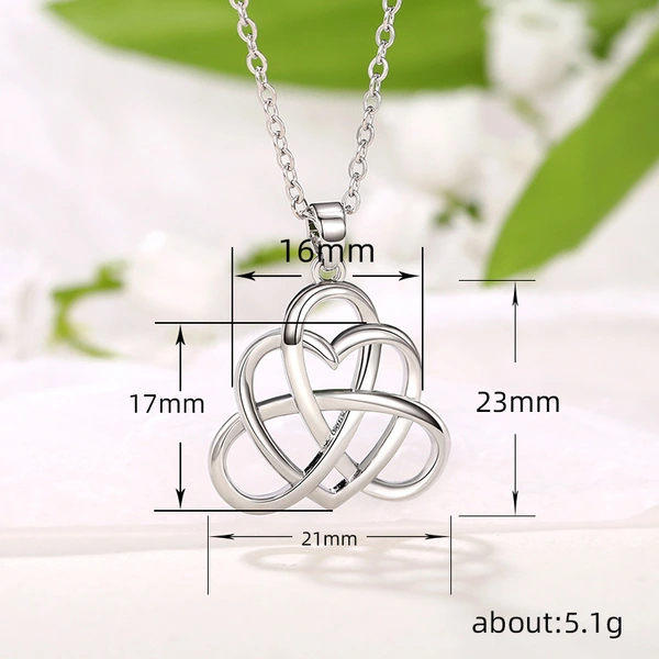 European and American fashion simple triangle necklace heart-shaped peach heart jewelry popular Chinese knot necklace
