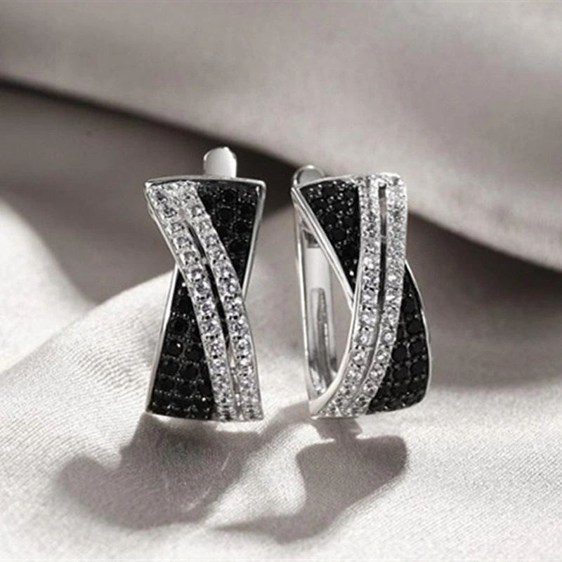 Exquisite cross fashion zircon earrings Korean Dongdaemun temperament fashion ear buckle unique design earrings