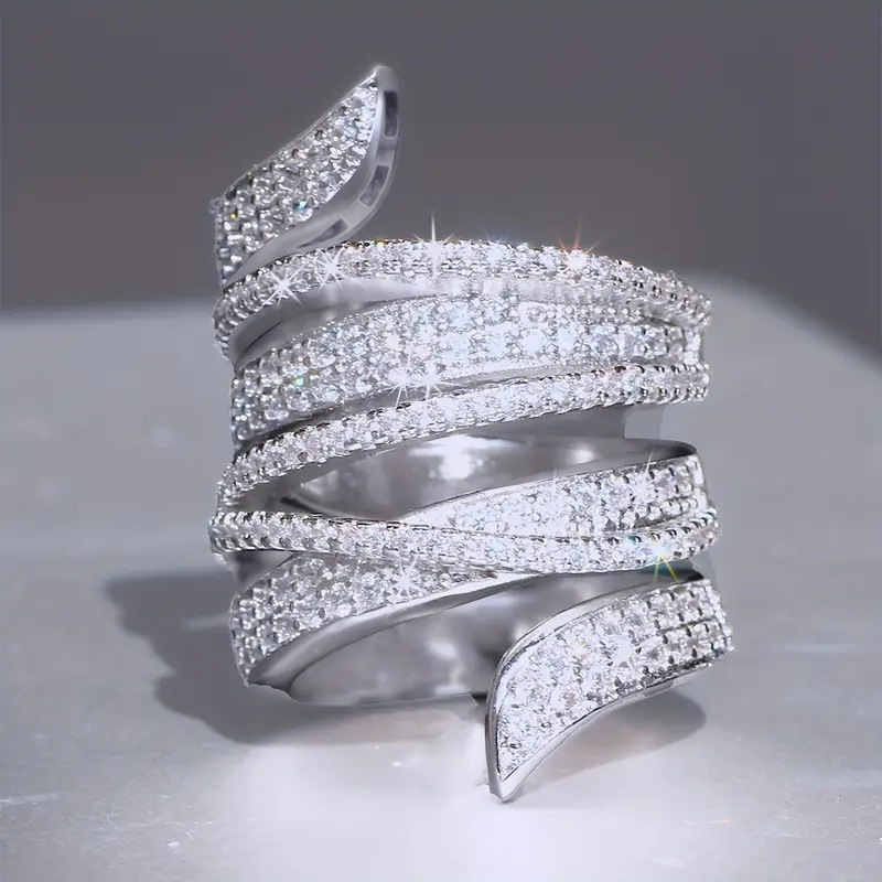  Magazine-style exaggerated multi-layered line design ring personality high-end luxury ring high-end style hot style
