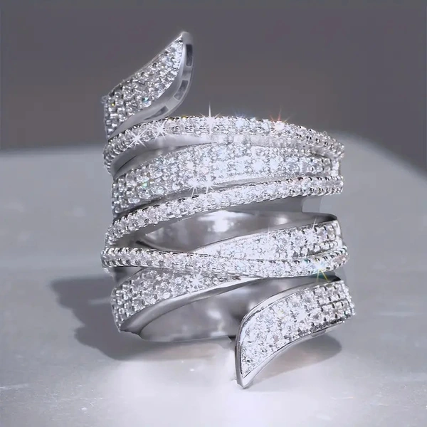  Magazine-style exaggerated multi-layered line design ring personality high-end luxury ring high-end style hot style