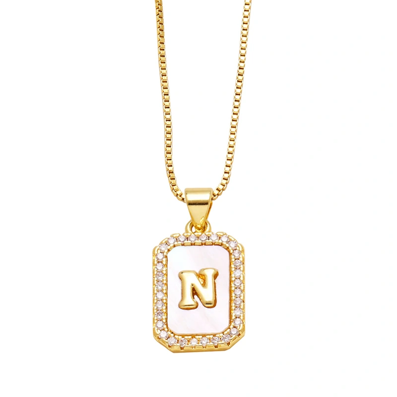 AS jewelry European and American new shell cube 26 English letters necklace clavicle chain female nkb581