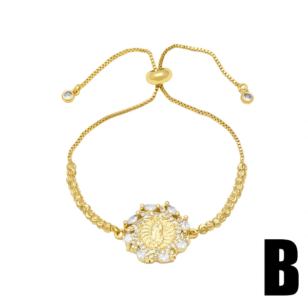 AS jewelry European and American love Virgin Mary zircon bracelet female copper plated 18K real gold bracelet jewelry accessories brf28