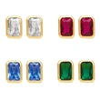 Sparkling diamond color rectangular zircon earrings sweet simple versatile small exquisite earrings earrings female erq42