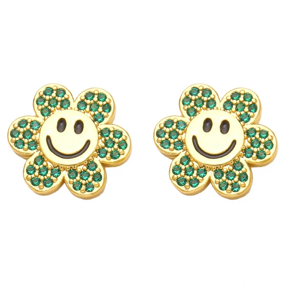Clearance flower smiley face earrings female earrings European and American niche design fashion diamond sunflower earrings era101