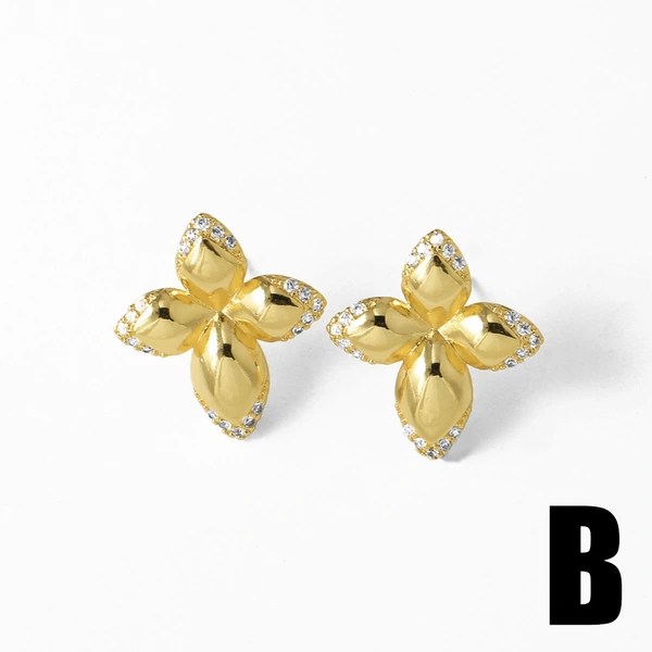 AS jewelry pearl flower earrings gold-plated zircon round earrings earrings erz54