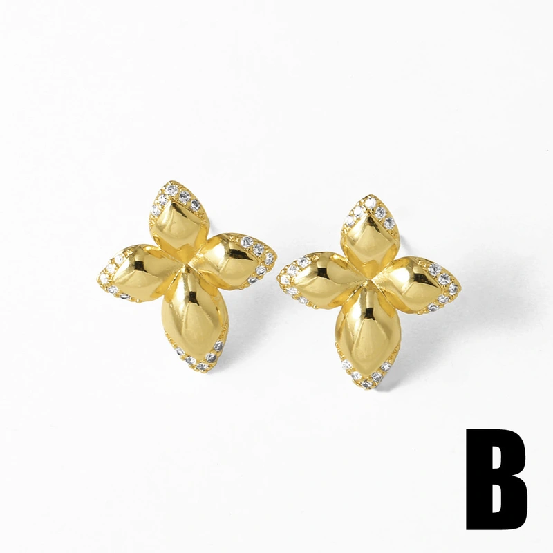 AS jewelry pearl flower earrings gold-plated zircon round earrings earrings erz54