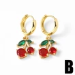 AS jewelry European and American hot-selling copper plated real gold fruit cherry insect pendant earrings earrings female era039
