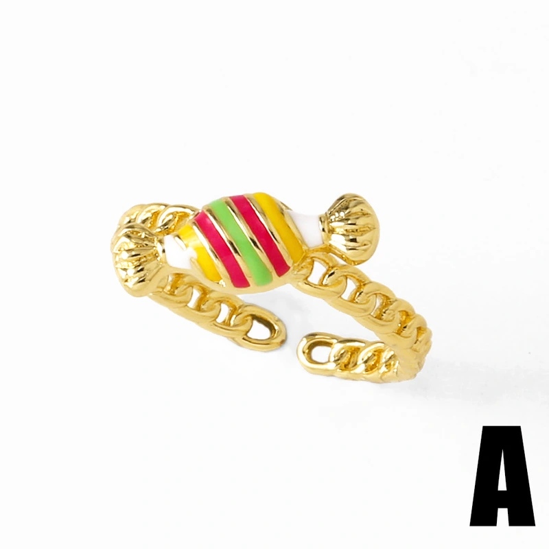 AS jewelry European and American hot-selling copper-plated real gold love wings flower oil drop open ring female riq90