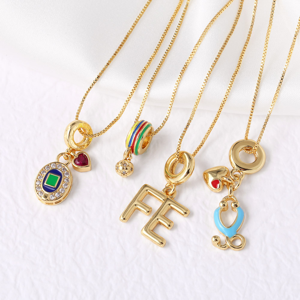 AS jewelry hot selling letter fe love pendant necklace female copper plated 18k gold clavicle chain nkb352