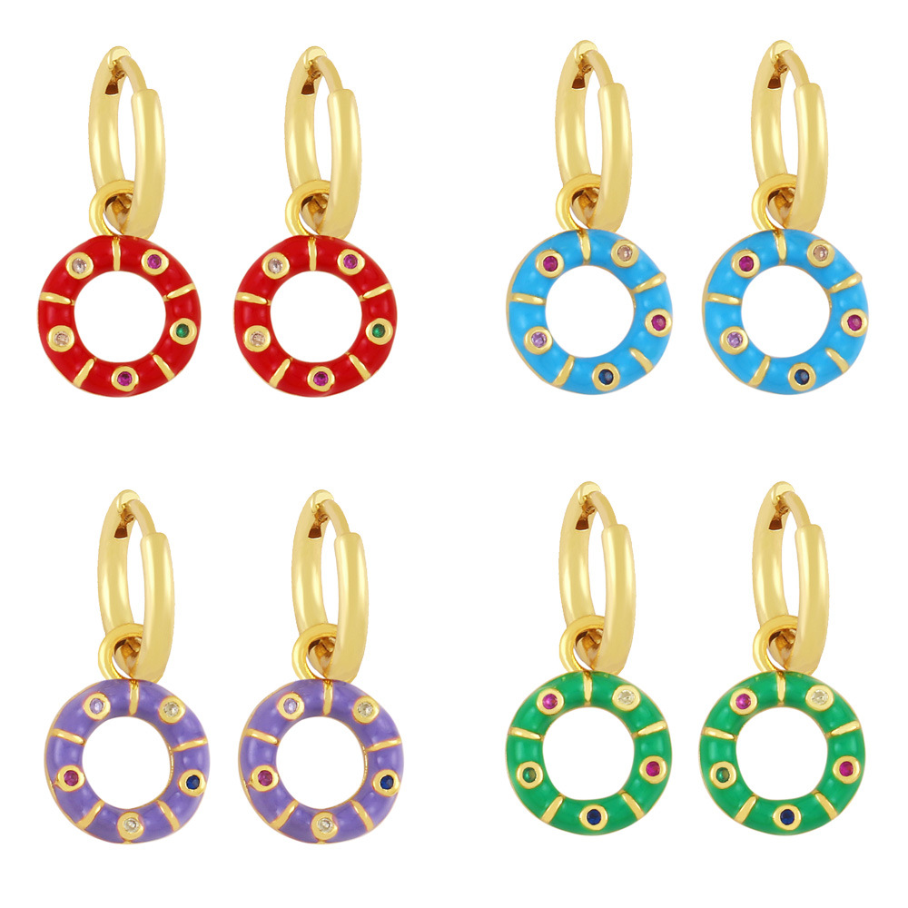 Clearance European and American earrings cute fun colorful geometric circle earrings women's trendy ethnic style earrings ery04