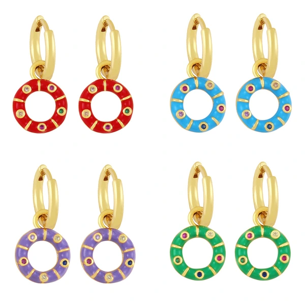 Clearance European and American earrings cute fun colorful geometric circle earrings women's trendy ethnic style earrings ery04