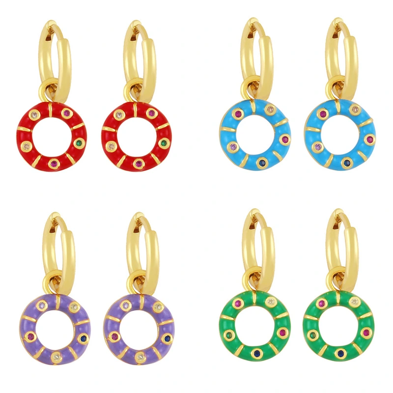 Clearance European and American earrings cute fun colorful geometric circle earrings women's trendy ethnic style earrings ery04